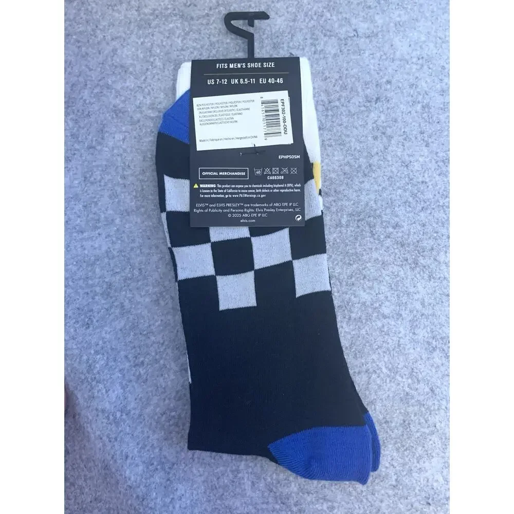 Elvis Presley Crew Socks One Size 7-12, Elvis Portrait, Official Merchandise